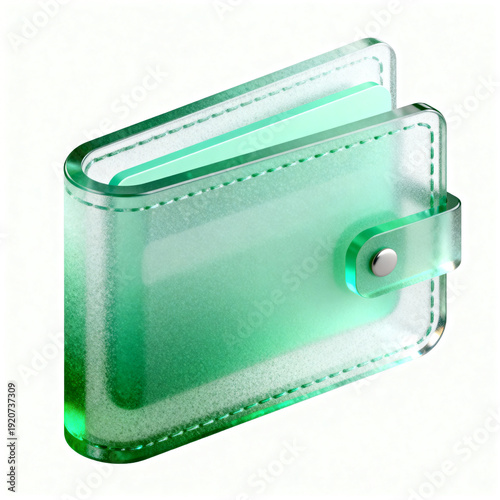 Green transparent wallet with coin slot 3D icon