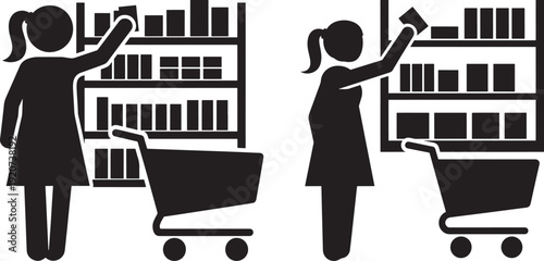 Woman reaching for shelf items
