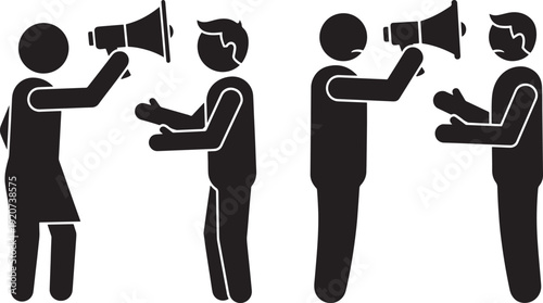 People with megaphones icon set