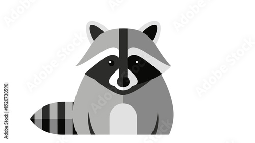 A charming raccoon illustration in a modern flat design style.