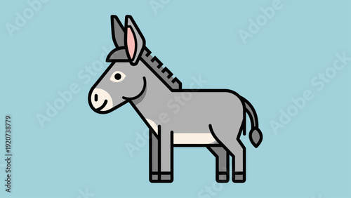 Simple cartoon donkey illustration on a light blue background