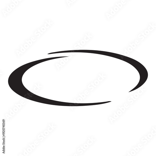 Abstract Black Open Ellipse Shape Graphic Design on White Background