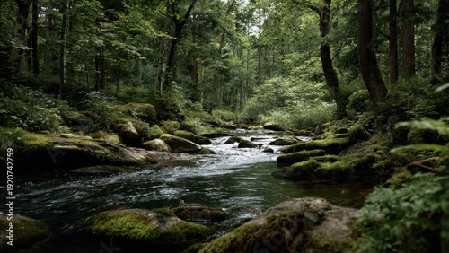 Mossy Stream in Lush Forest
