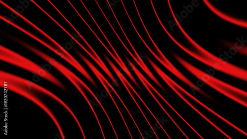 Red wave pattern with lines flowing in a dark background showing movement and rhythm in a digital space