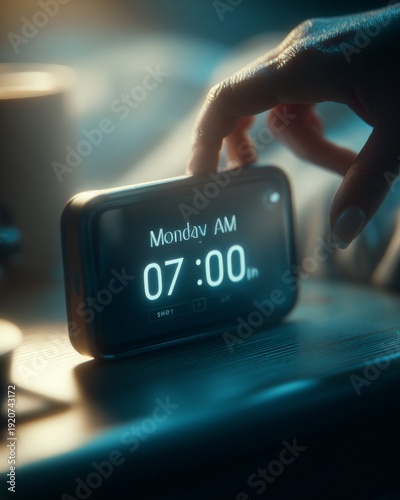 Close-up of a smartphone alarm clock showing 