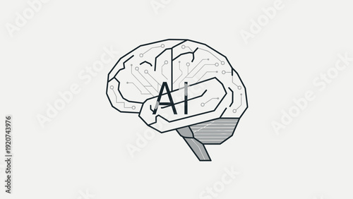 Digital brain with AI text inside, representing artificial intelligence.