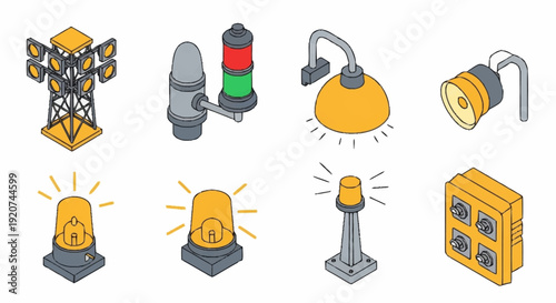 Warning Lights and Safety Equipment Icons.