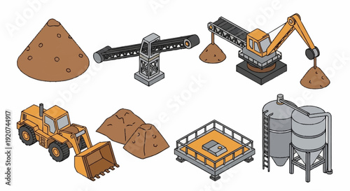 Construction Equipment and Machinery Set.