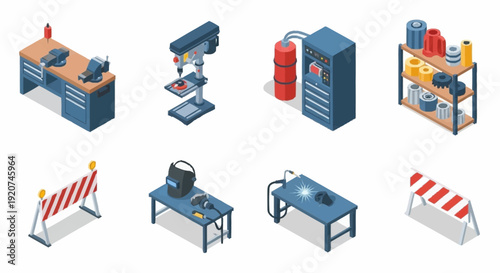 Industrial Equipment and Safety Icons Collection.