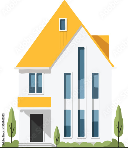 Modern Two Story Residential White House.