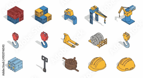 Construction Tools and Equipment Icons Set.