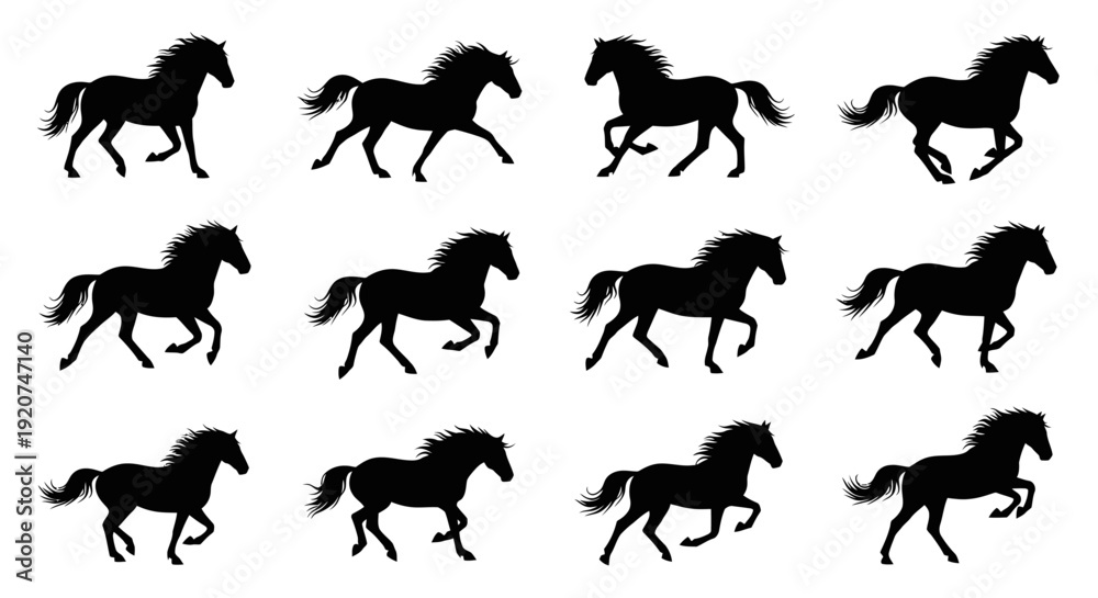 Fototapeta premium Horse Silhouette Vector Collection