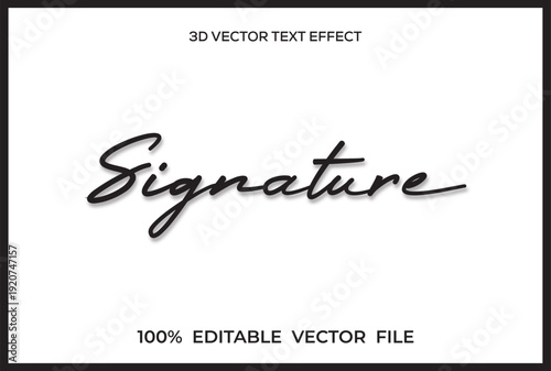 Script style Signature Text Effect,  Signature Text Effect vector