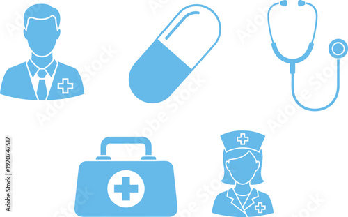 World health medical symbols and healthcare icons