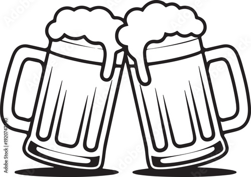 Illustrative beer toast capturing the joyous spirit of celebration with frothy mugs