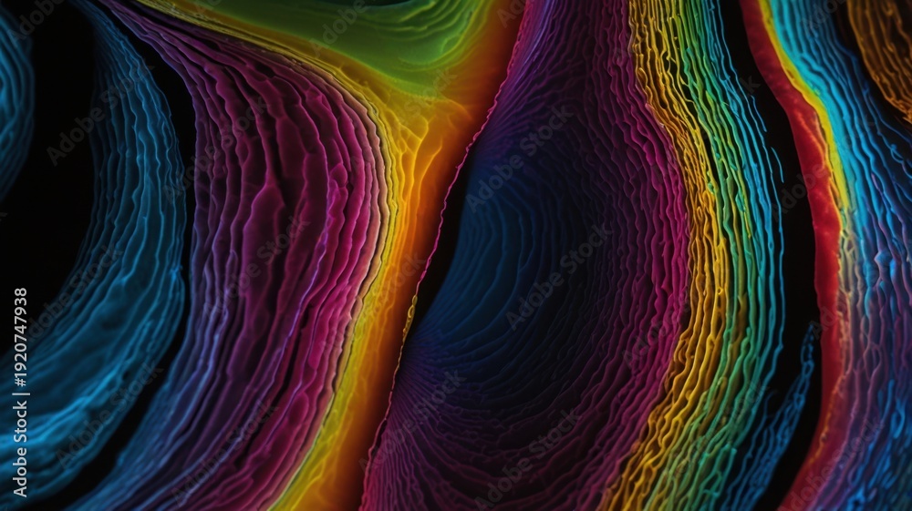 Fototapeta premium Polarized Light Interference Gradient With Vibrant Birefringent Color Bands on Black Background