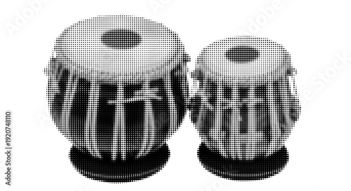 Melodic Rhythm of the Tabla:  An detailed view of two tabla drums. capturing the unique look and traditional elegance