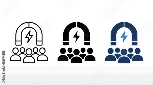 Customer Attraction Vector Icons Collection | Magnet Influence Graphics, Lead Generation Symbols, Engagement Power, Marketing Audience Target, Business Influence Design Pack, Client Retention Art