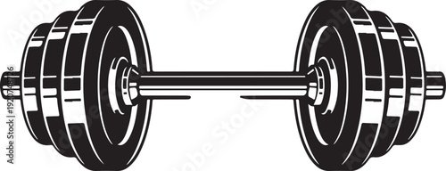 3D rendering dumbbell barbell isolated on white background for fitness workout strength training equipment