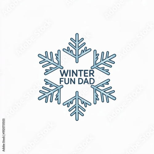 Blue snowflake graphic design with winter fun day text on a plain white background Vector, illustration