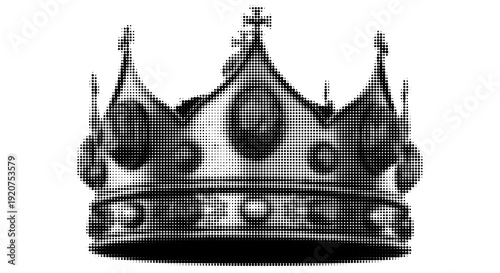 Regal Crown: A meticulously detailed grayscale image showcases a magnificent crown, evoking a sense of nobility, power, and prestige.