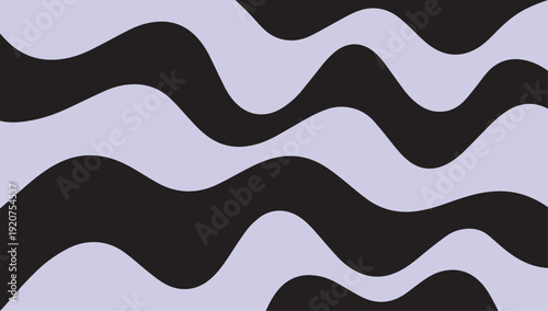 Abstract wavy pattern with flowing curves in contrasting black and light purple creating a dynamic and modern background