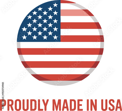 A vector button that is proudly made in the USA.