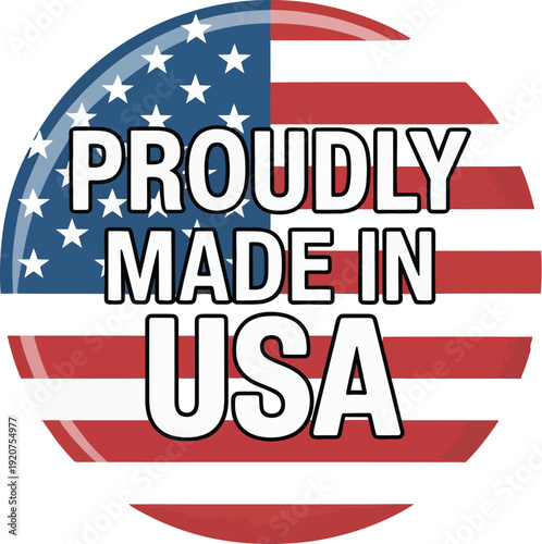A vector button that is proudly made in the USA.