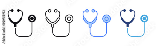 Stethoscope icon sheet multiple style collection