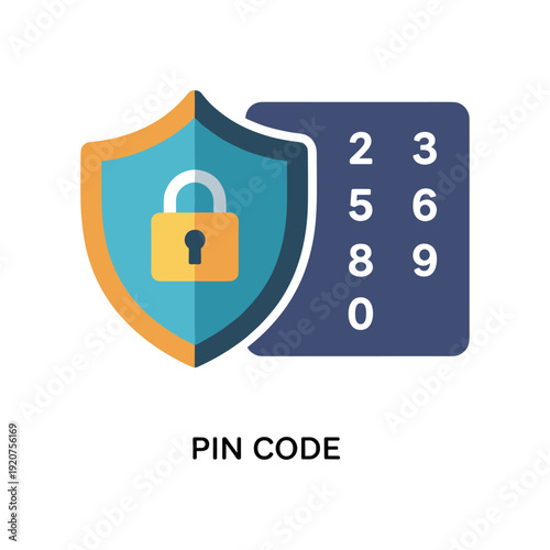 Digital security shield with PIN code lock and numeric keypad for cyber protection
