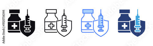 Vaccination icon sheet multiple style collection