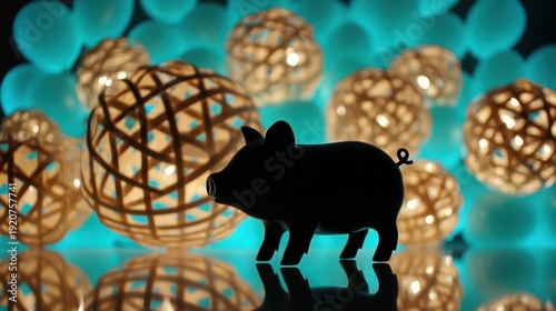 Wallpaper Mural Pig in a Turquoise Surreal Mountain Landscape Torontodigital.ca