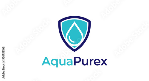 Free Download Blue Shield with Water Drop Logo for Water Purification and Clean Water Services, isolated white background - GFXLoad