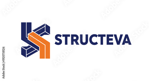 Blue and Orange Abstract Building Structure Logo for Construction and Architecture, isolated white background