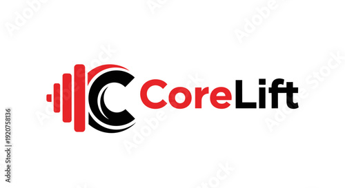 Red and Black Barbell Weight C Letter Logo for Fitness and Gym Training, isolated white background