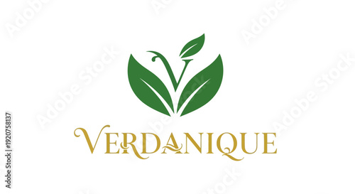 Green Leaf Sprout Logo for Organic and Natural Products or Beauty Brand, isolated white background