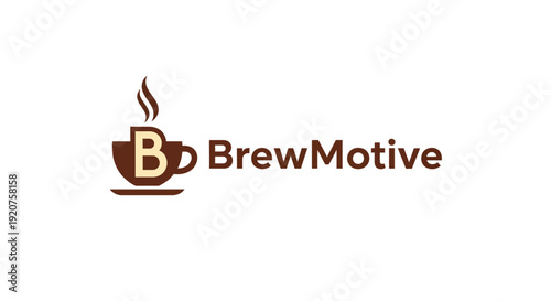 Brown Coffee Cup with Letter B and Steam Logo for Cafe and Beverage Business, isolated white background