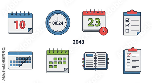 Colorful calendar icons on white.