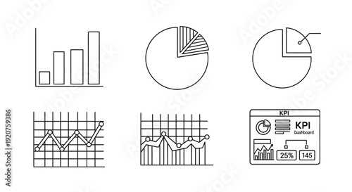 Business data analysis graph charts.