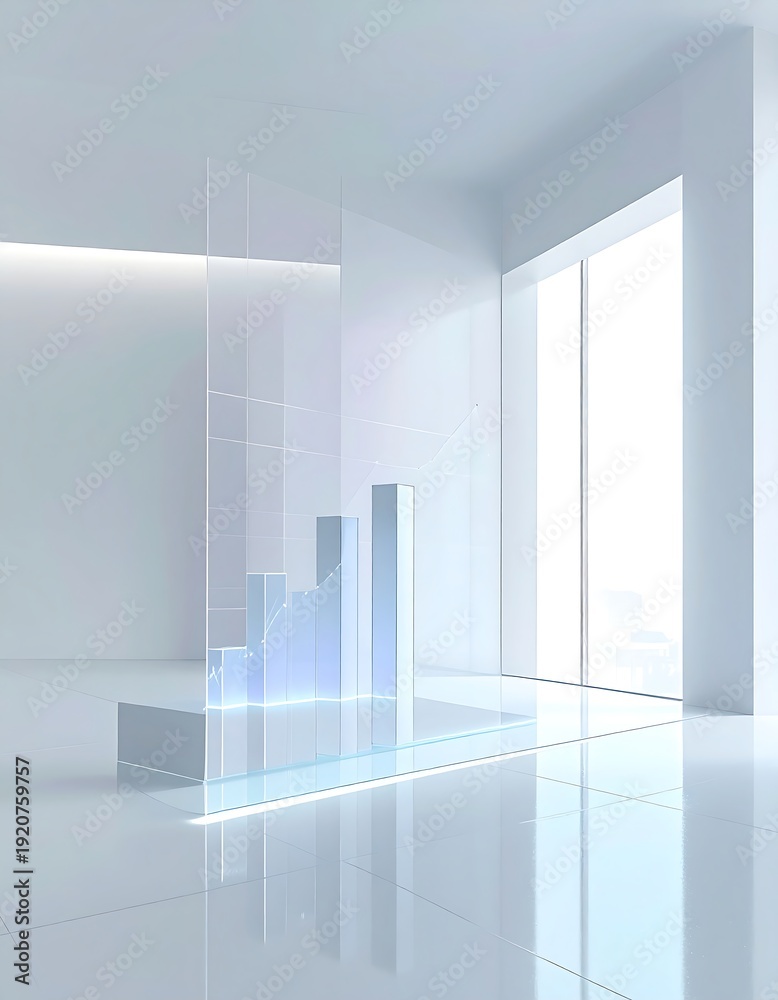 Fototapeta premium Minimalist Room with Abstract Bar Graph - A Clean and Modern Visualization.