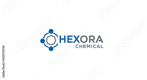 Hexora Chemical company logo design with molecular structure.