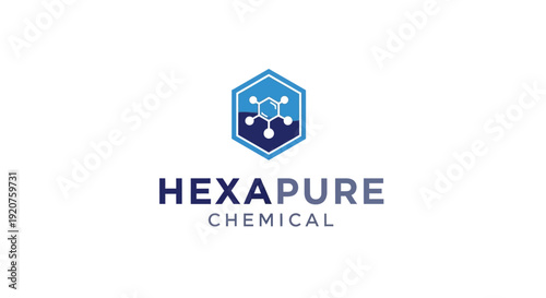Hexapure Chemical company logo design with molecular structure.