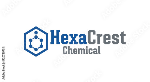 HexaCrest Chemical company logo design with molecular structure.