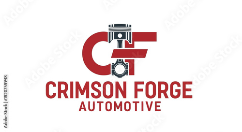 Crimson Forge Automotive logo design with red and black colors.