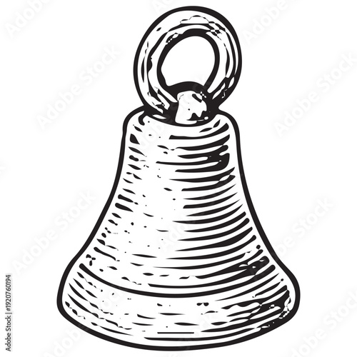 Vintage Forged Iron Hand Bell Blacksmith Workshop Tool Illustration