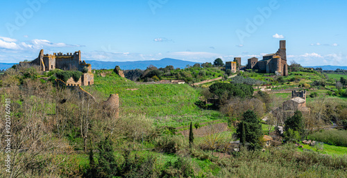 Scenic sight in Tuscania on a sunny spring day. Province of Viterbo, Lazio, Italy.