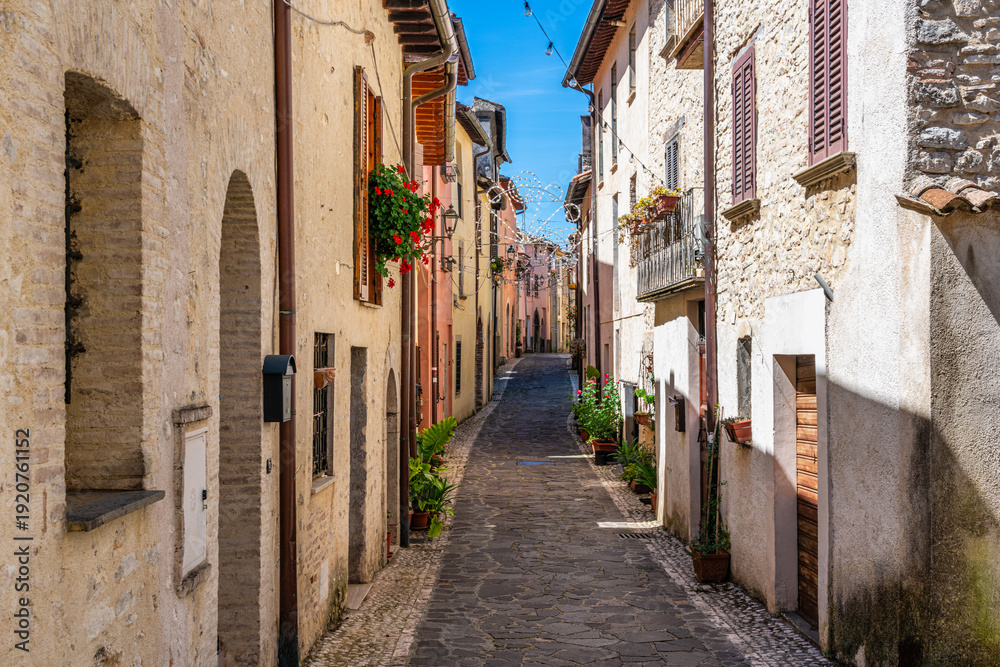 Fototapeta premium Montenero Sabino, beautiful village overlooked by a medieval castle. Province of Rieti, Lazio, Italy.