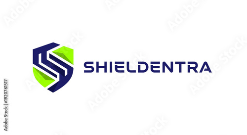 Shieldentera company logo design with shield emblem and green blue colors.
