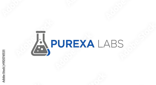 Purexa Labs logo with a stylized Erlenmeyer flask and scientific theme.