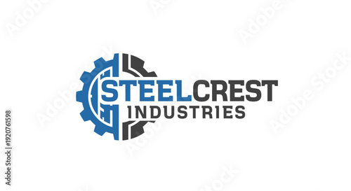Steelcrest Industries logo with gear and industrial theme.